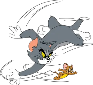 Tom Chasing Jerry Cartoon Scene PNG Image