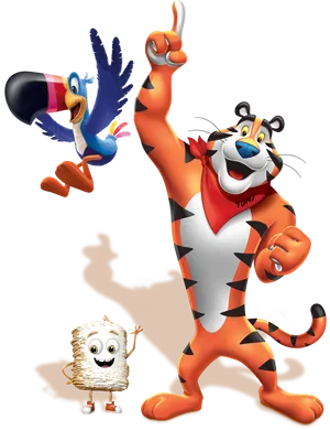 Tony The Tiger With Friends Illustration PNG Image