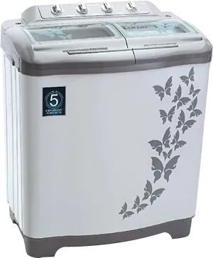 Top Loading Floral Washing Machine PNG Image