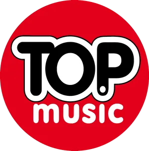 Top Music Logo Red Background PNG Image