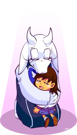 Toriel Comforting Child Undertale Art PNG Image