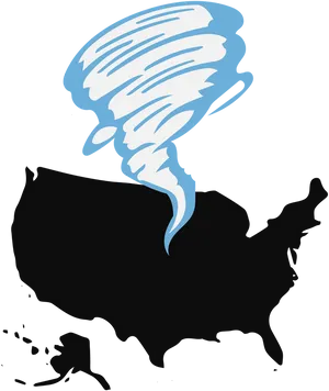 Tornado Over U S A Map PNG Image