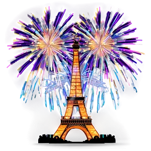 Torre Eiffel With Fireworks Display Png Veq PNG Image