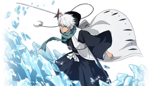 Toshiro Hitsugaya Ice Zanpakuto Bleach PNG Image