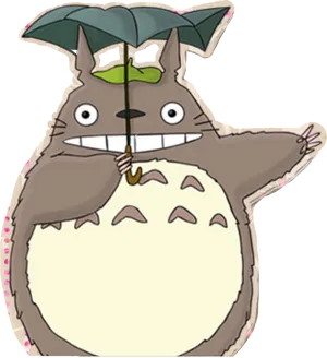 Totoro_with_ Leaf_ Umbrella PNG Image