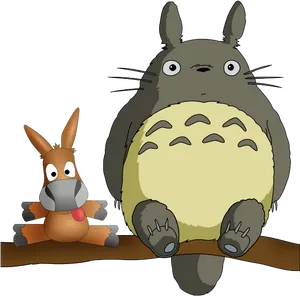 Totoroand Friend Cartoon PNG Image