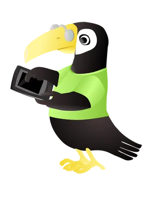 Toucan With Smartphone Illustration PNG Image