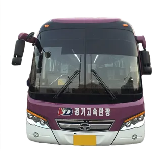Tour Bus Front View Korean Text PNG