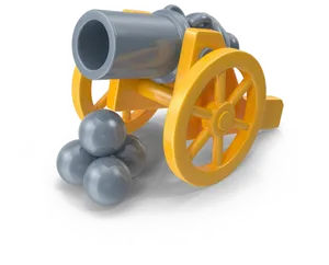 Toy Cannon With Cannonballs PNG Image