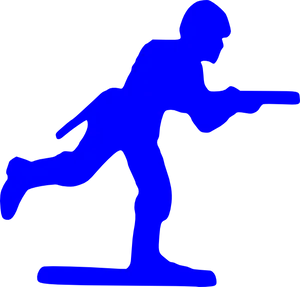 Toy Soldier Silhouette Blue PNG Image