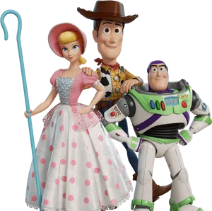 Toy Story Characters Woody Buzz Lightyear Bo Peep PNG Image