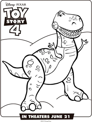 Toy Story4 Coloring Page Dinosaur PNG Image