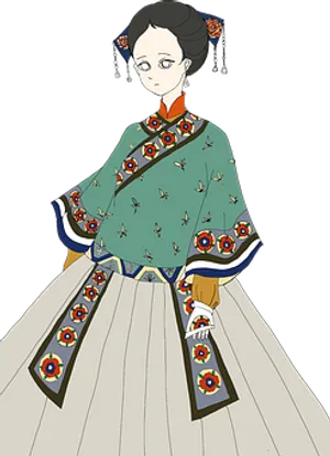 Traditional Asian Attire Illustration PNG Image