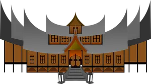 Traditional Asian Temple Illustration PNG Image
