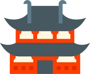 Traditional Asian Temple Illustration PNG Image