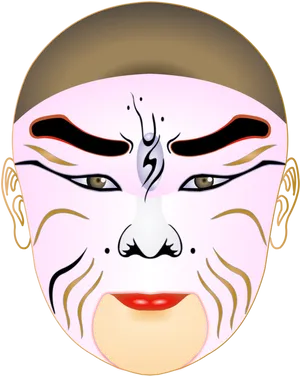 Traditional Asian Theater Mask PNG Image