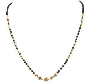 Traditional Black Beaded Gold Mangalsutra Design PNG Image