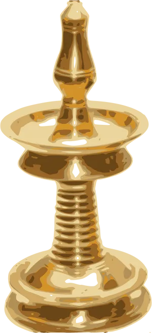 Traditional Brass Vilakku Illustration PNG Image