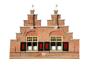 Traditional Brick Facadewith Red Shutters PNG Image