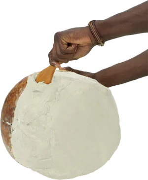 Traditional Butter Churning Process PNG Image