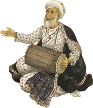 Traditional_ Drum_ Player_ Illustration PNG Image