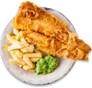 Traditional Fishand Chips Plate PNG Image