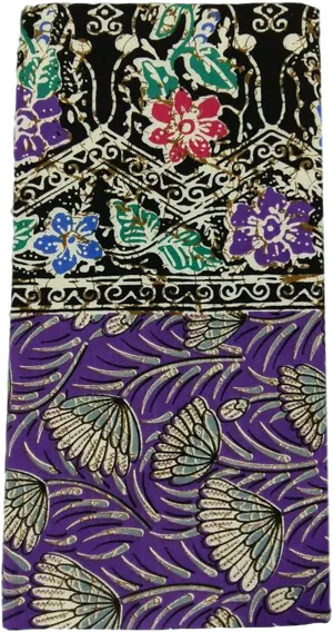 Traditional Floral Batik Fabric Pattern PNG Image