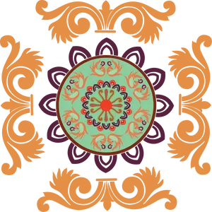 Traditional Floral Rangoli Design PNG Image