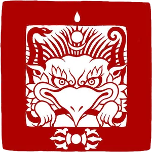 Traditional Garuda Redand White Artwork PNG Image