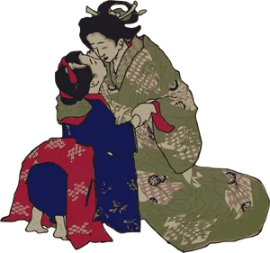 Traditional Geisha Artwork PNG Image