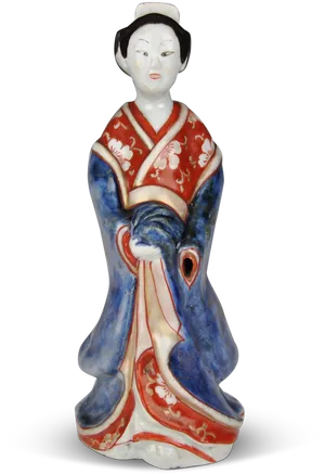 Traditional Geisha Ceramic Figurine PNG Image