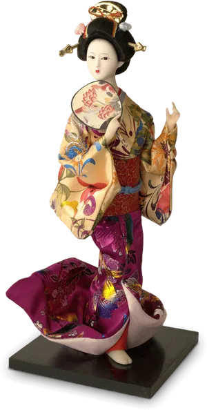 Traditional Geisha Doll Display PNG Image