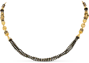 Traditional Gold Black Beaded Mangalsutra Design PNG Image