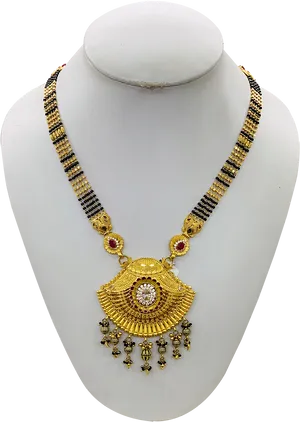 Traditional Gold Mangalsutra Design PNG Image