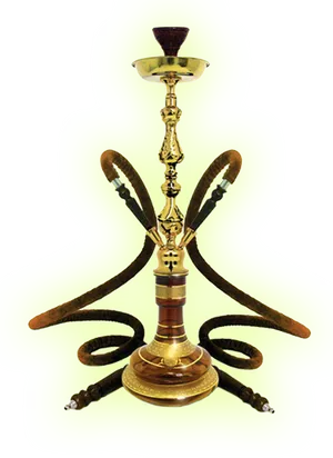 Traditional Golden Hookahwith Four Hoses PNG Image