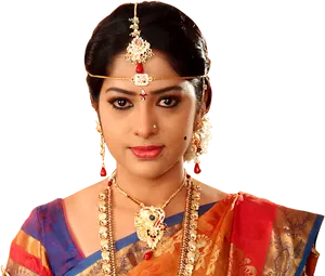 Traditional Indian Actress Portrait PNG Image