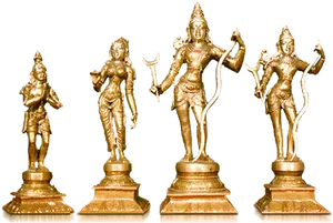 Traditional Indian Bronze Statues PNG Image