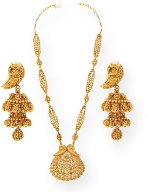 Traditional Indian Gold Jewelry Set PNG Image