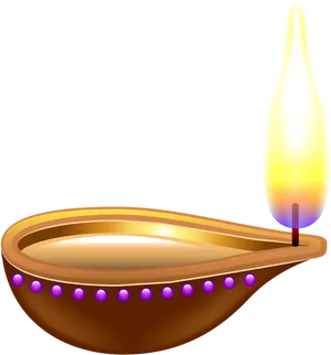 Traditional Indian Oil Lamp Illustration PNG Image