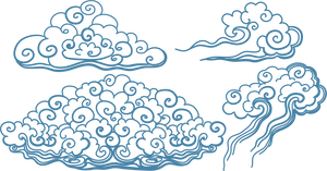 Traditional Japanese Cloud Illustrations PNG Image
