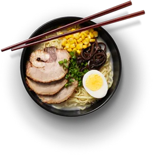 Traditional Japanese Ramen Bowl PNG Image