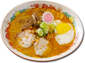 Traditional Japanese Ramen Bowl PNG Image