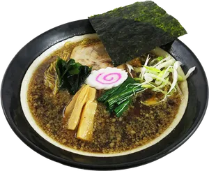 Traditional Japanese Ramen Bowl PNG Image