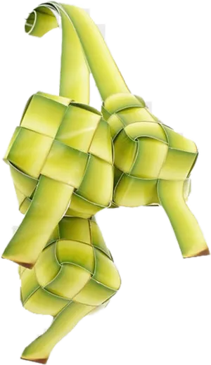 Traditional Ketupat Rice Cake Woven Palm Leaves PNG Image