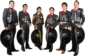 Traditional Mariachi Group Posing PNG Image