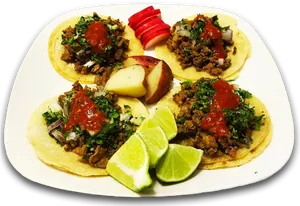 Traditional Mexican Tacos Platter PNG Image