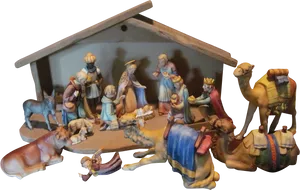 Traditional Nativity Scene Figurines PNG Image