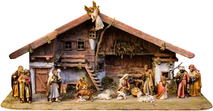 Traditional Nativity Scenewith Figurines PNG Image