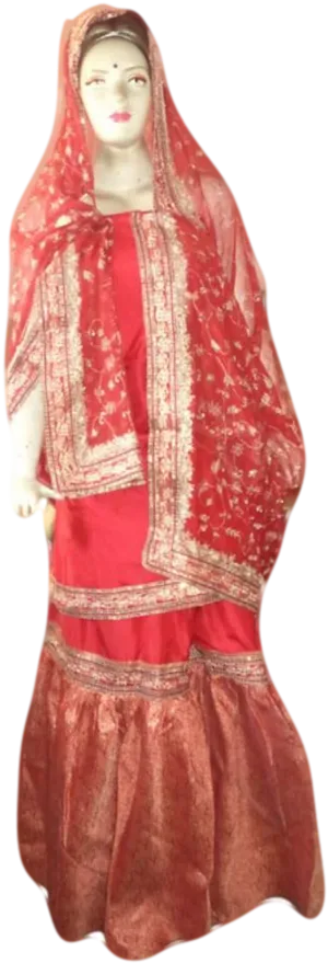 Traditional Red Lehenga Mannequin PNG Image