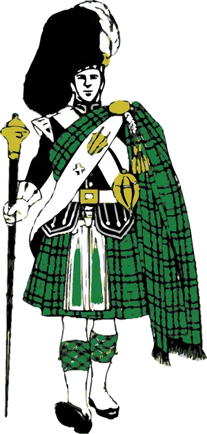 Traditional Scottish Highlander Attire PNG Image